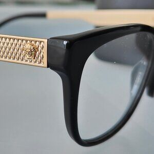 Versace Black Cat Eye Eyeglasses Gold Temple Authentic